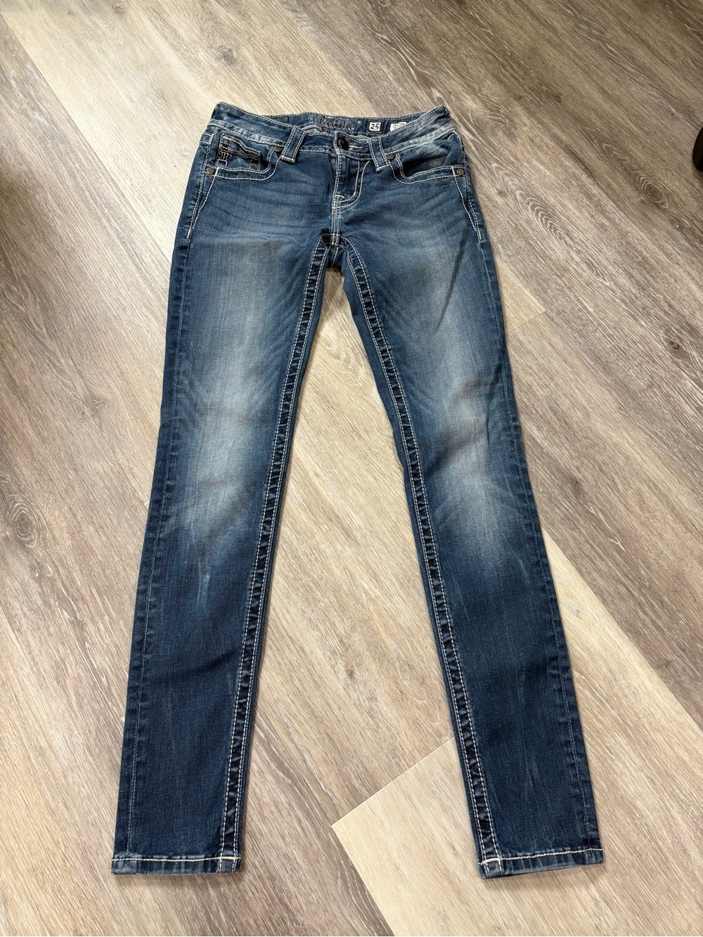 Miss Me Dark Blue Skinny Jeans with Faded Detail